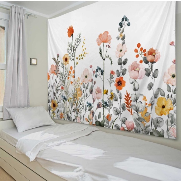 Floral Wildflower Botanical Colorful Garden Outdoor Room Wall Decor Tapestry - Picture 5 of 6